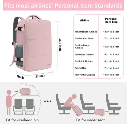 Backpack for Women, Carry on Backpack with Laptop Compartment | Travel Laptop Mochila Carry On Luggage with Shoe Pouch, Airline Approved Personal Item Bag For Weekender Hiking, Black Khaki