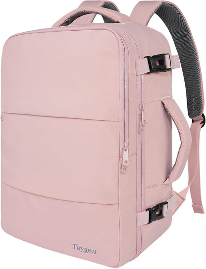 Backpack for Women, Carry on Backpack with Laptop Compartment | Travel Laptop Mochila Carry On Luggage with Shoe Pouch, Airline Approved Personal Item Bag For Weekender Hiking, Black Khaki
