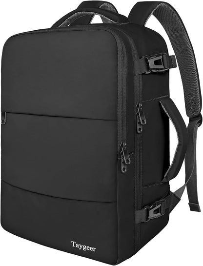 Backpack for Women, Carry on Backpack with Laptop Compartment | Travel Laptop Mochila Carry On Luggage with Shoe Pouch, Airline Approved Personal Item Bag For Weekender Hiking, Black Khaki