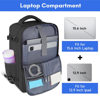 Backpack for Women, Carry on Backpack with Laptop Compartment | Travel Laptop Mochila Carry On Luggage with Shoe Pouch, Airline Approved Personal Item Bag For Weekender Hiking, Black Khaki