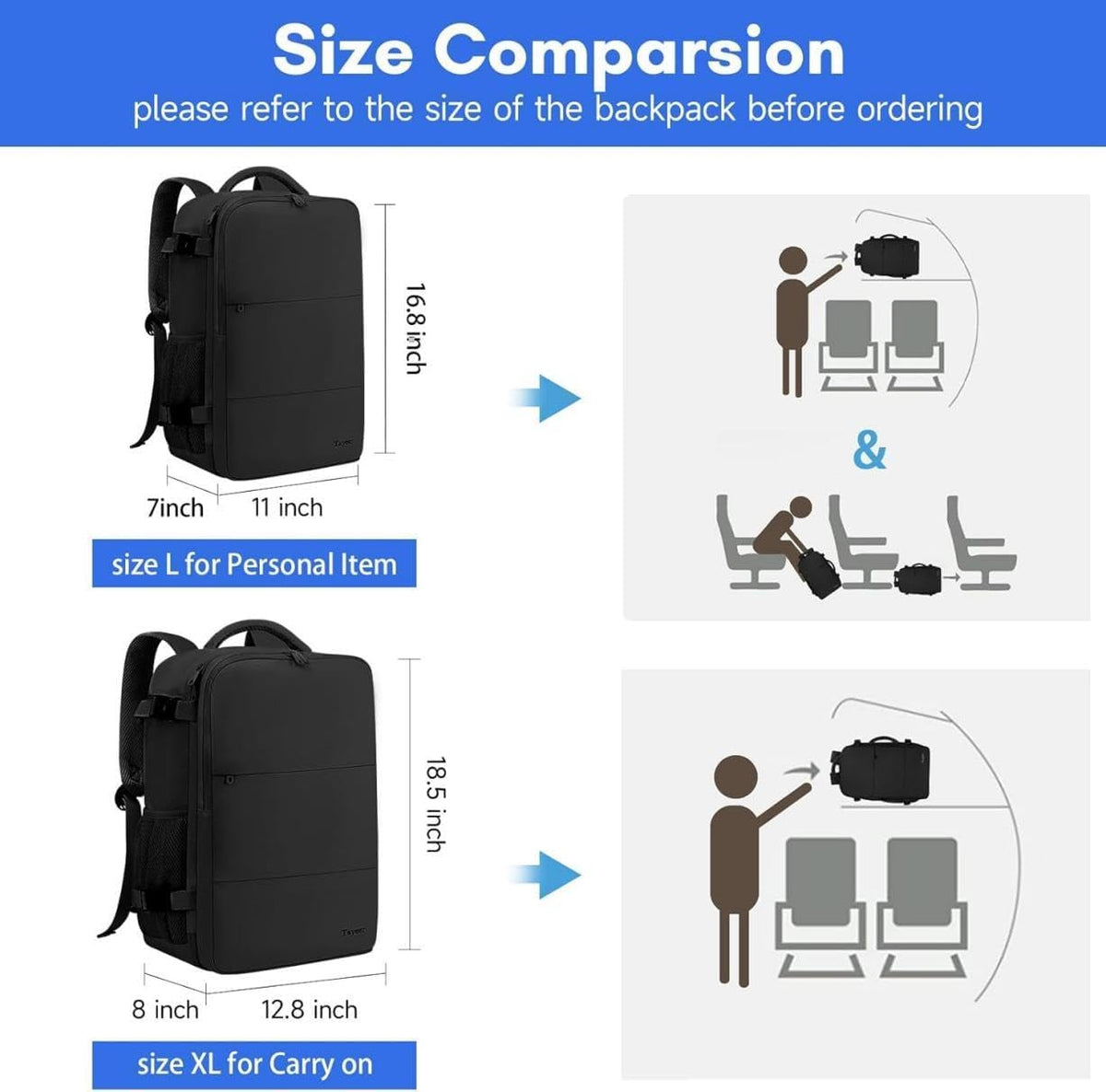 Backpack for Women, Carry on Backpack with Laptop Compartment | Travel Laptop Mochila Carry On Luggage with Shoe Pouch, Airline Approved Personal Item Bag For Weekender Hiking, Black Khaki