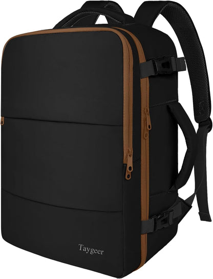 Backpack for Women, Carry on Backpack with Laptop Compartment | Travel Laptop Mochila Carry On Luggage with Shoe Pouch, Airline Approved Personal Item Bag For Weekender Hiking, Black Khaki