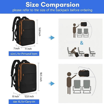 Backpack for Women, Carry on Backpack with Laptop Compartment | Travel Laptop Mochila Carry On Luggage with Shoe Pouch, Airline Approved Personal Item Bag For Weekender Hiking, Black Khaki