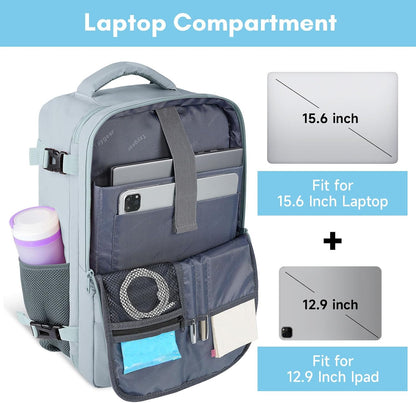 Backpack for Women, Carry on Backpack with Laptop Compartment | Travel Laptop Mochila Carry On Luggage with Shoe Pouch, Airline Approved Personal Item Bag For Weekender Hiking, Black Khaki
