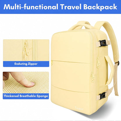 Backpack for Women, Carry on Backpack with Laptop Compartment | Travel Laptop Mochila Carry On Luggage with Shoe Pouch, Airline Approved Personal Item Bag For Weekender Hiking, Black Khaki