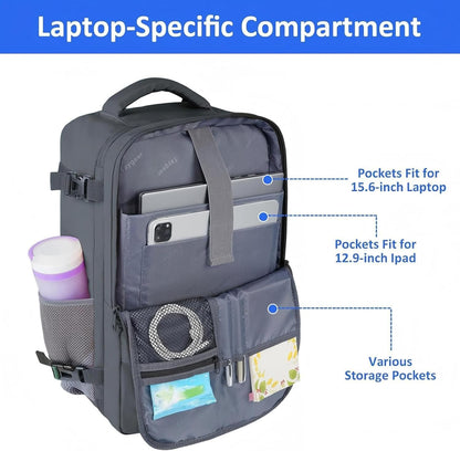 Backpack for Women, Carry on Backpack with Laptop Compartment | Travel Laptop Mochila Carry On Luggage with Shoe Pouch, Airline Approved Personal Item Bag For Weekender Hiking, Black Khaki