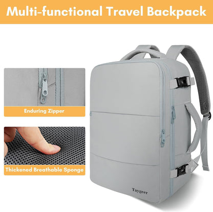 Backpack for Women, Carry on Backpack with Laptop Compartment | Travel Laptop Mochila Carry On Luggage with Shoe Pouch, Airline Approved Personal Item Bag For Weekender Hiking, Black Khaki
