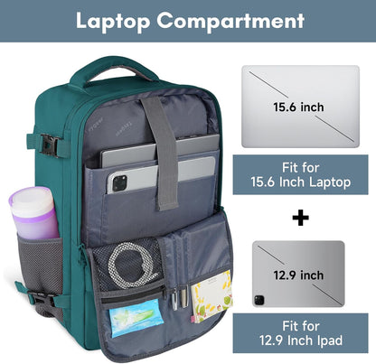 Backpack for Women, Carry on Backpack with Laptop Compartment | Travel Laptop Mochila Carry On Luggage with Shoe Pouch, Airline Approved Personal Item Bag For Weekender Hiking, Black Khaki