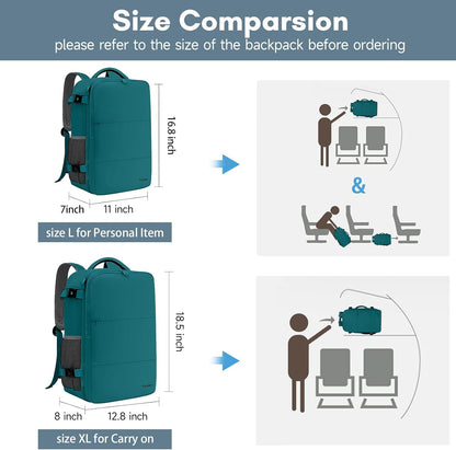 Backpack for Women, Carry on Backpack with Laptop Compartment | Travel Laptop Mochila Carry On Luggage with Shoe Pouch, Airline Approved Personal Item Bag For Weekender Hiking, Black Khaki