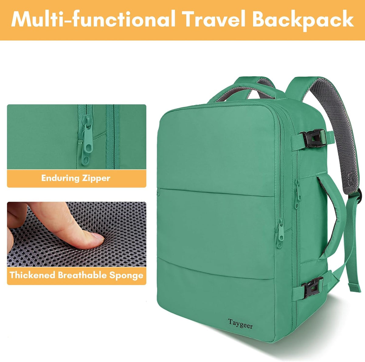 Backpack for Women, Carry on Backpack with Laptop Compartment | Travel Laptop Mochila Carry On Luggage with Shoe Pouch, Airline Approved Personal Item Bag For Weekender Hiking, Black Khaki