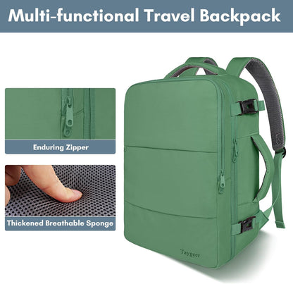 Backpack for Women, Carry on Backpack with Laptop Compartment | Travel Laptop Mochila Carry On Luggage with Shoe Pouch, Airline Approved Personal Item Bag For Weekender Hiking, Black Khaki