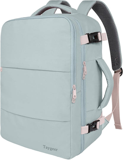 Backpack for Women, Carry on Backpack with Laptop Compartment | Travel Laptop Mochila Carry On Luggage with Shoe Pouch, Airline Approved Personal Item Bag For Weekender Hiking, Black Khaki