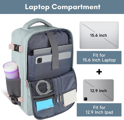 Backpack for Women, Carry on Backpack with Laptop Compartment | Travel Laptop Mochila Carry On Luggage with Shoe Pouch, Airline Approved Personal Item Bag For Weekender Hiking, Black Khaki