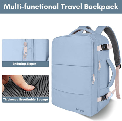 Backpack for Women, Carry on Backpack with Laptop Compartment | Travel Laptop Mochila Carry On Luggage with Shoe Pouch, Airline Approved Personal Item Bag For Weekender Hiking, Black Khaki