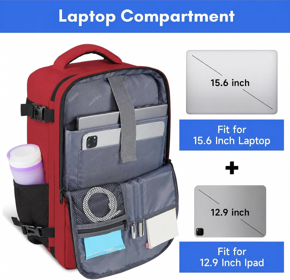 Backpack for Women, Carry on Backpack with Laptop Compartment | Travel Laptop Mochila Carry On Luggage with Shoe Pouch, Airline Approved Personal Item Bag For Weekender Hiking, Black Khaki