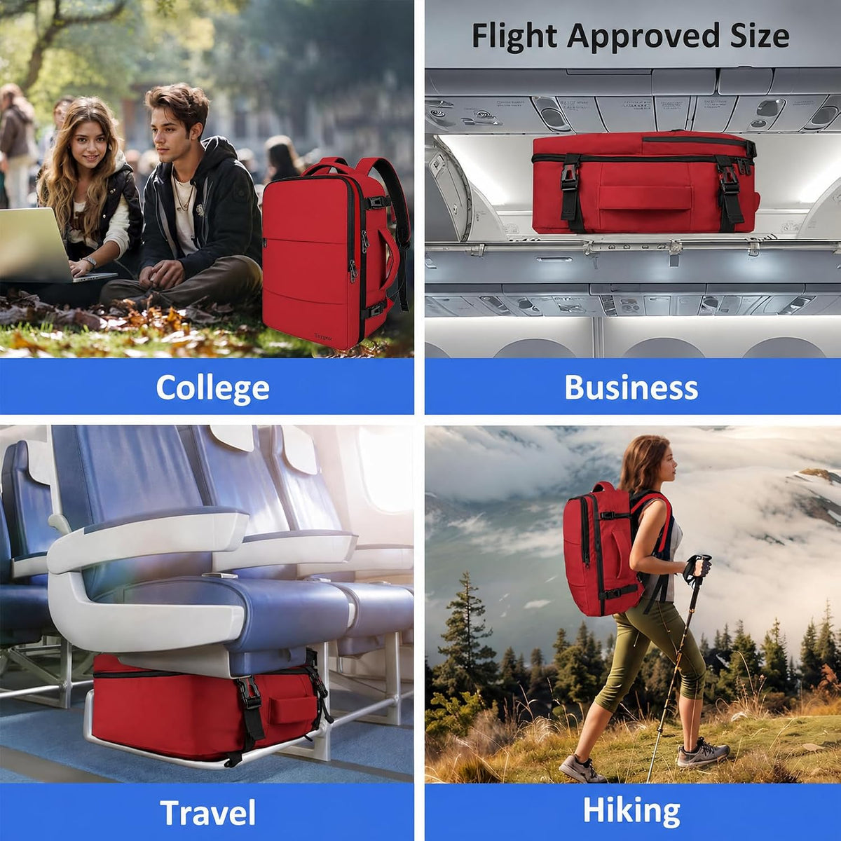 Backpack for Women, Carry on Backpack with Laptop Compartment | Travel Laptop Mochila Carry On Luggage with Shoe Pouch, Airline Approved Personal Item Bag For Weekender Hiking, Black Khaki