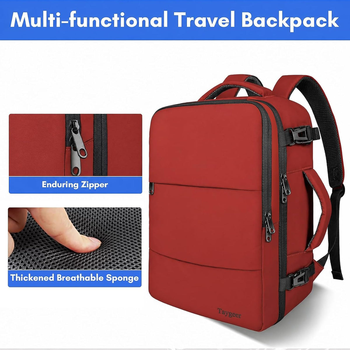 Backpack for Women, Carry on Backpack with Laptop Compartment | Travel Laptop Mochila Carry On Luggage with Shoe Pouch, Airline Approved Personal Item Bag For Weekender Hiking, Black Khaki