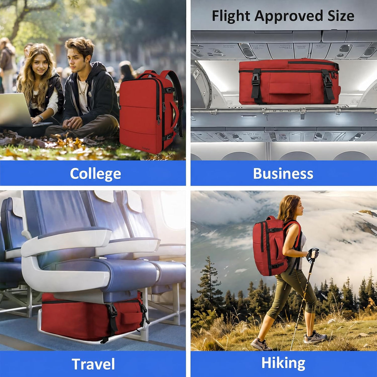 Backpack for Women, Carry on Backpack with Laptop Compartment | Travel Laptop Mochila Carry On Luggage with Shoe Pouch, Airline Approved Personal Item Bag For Weekender Hiking, Black Khaki