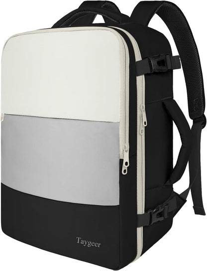 Backpack for Women, Carry on Backpack with Laptop Compartment | Travel Laptop Mochila Carry On Luggage with Shoe Pouch, Airline Approved Personal Item Bag For Weekender Hiking, Black Khaki