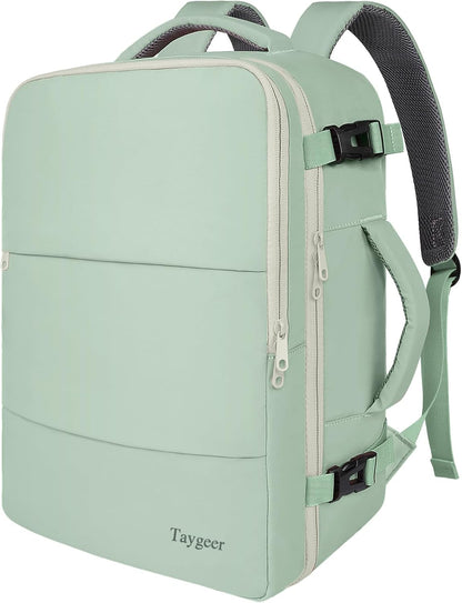 Backpack for Women, Carry on Backpack with Laptop Compartment | Travel Laptop Mochila Carry On Luggage with Shoe Pouch, Airline Approved Personal Item Bag For Weekender Hiking, Black Khaki