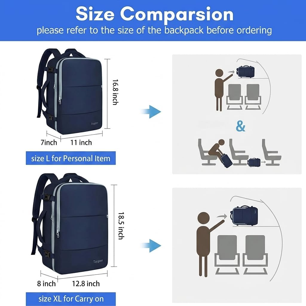 Backpack for Women, Carry on Backpack with Laptop Compartment | Travel Laptop Mochila Carry On Luggage with Shoe Pouch, Airline Approved Personal Item Bag For Weekender Hiking, Black Khaki