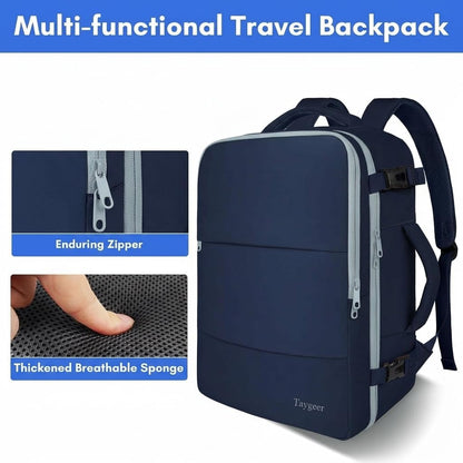 Backpack for Women, Carry on Backpack with Laptop Compartment | Travel Laptop Mochila Carry On Luggage with Shoe Pouch, Airline Approved Personal Item Bag For Weekender Hiking, Black Khaki