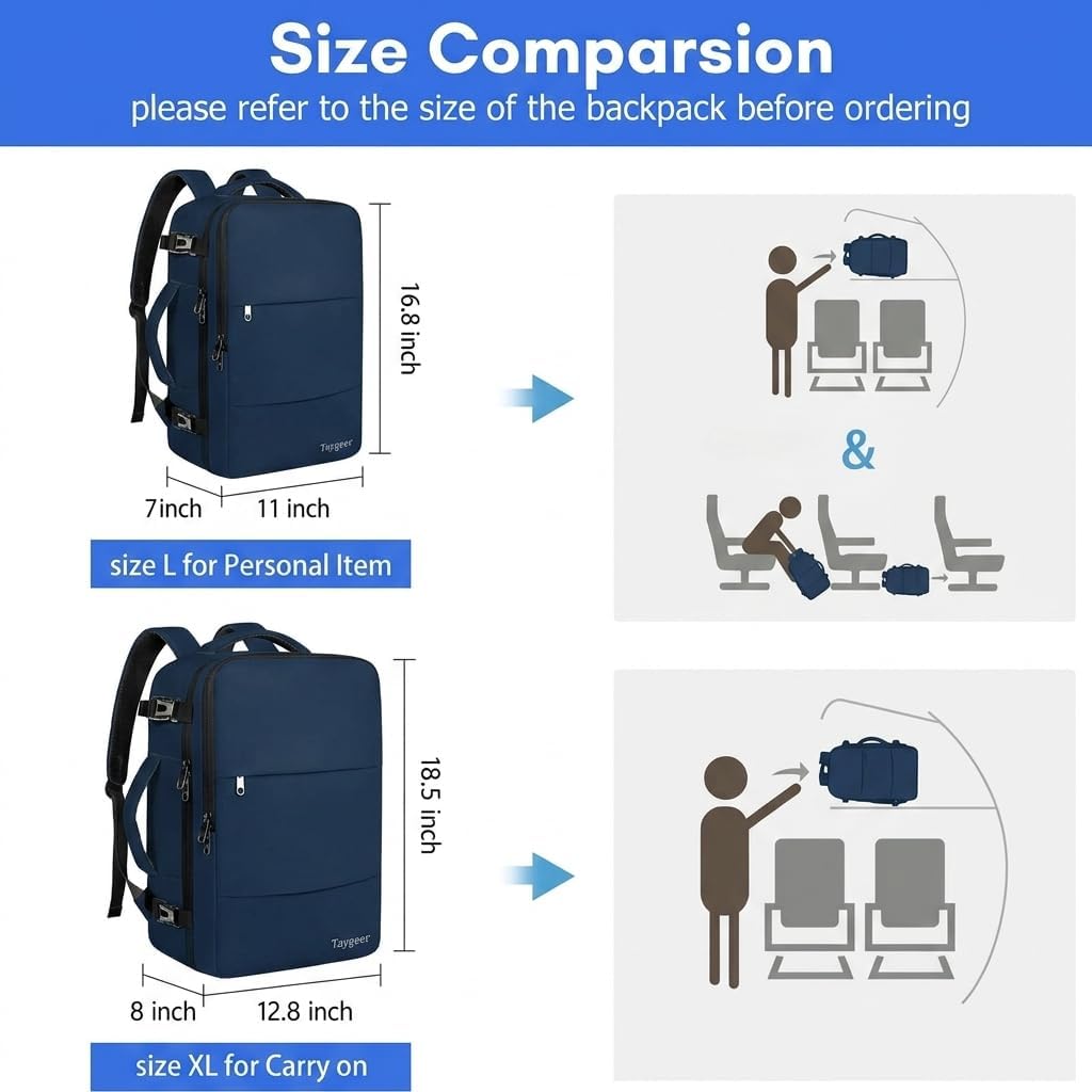 Backpack for Women, Carry on Backpack with Laptop Compartment | Travel Laptop Mochila Carry On Luggage with Shoe Pouch, Airline Approved Personal Item Bag For Weekender Hiking, Black Khaki