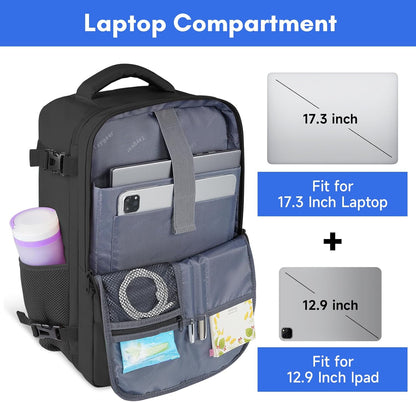 Backpack for Women, Carry on Backpack with Laptop Compartment | Travel Laptop Mochila Carry On Luggage with Shoe Pouch, Airline Approved Personal Item Bag For Weekender Hiking, Black Khaki