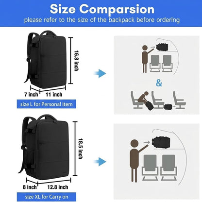 Backpack for Women, Carry on Backpack with Laptop Compartment | Travel Laptop Mochila Carry On Luggage with Shoe Pouch, Airline Approved Personal Item Bag For Weekender Hiking, Black Khaki