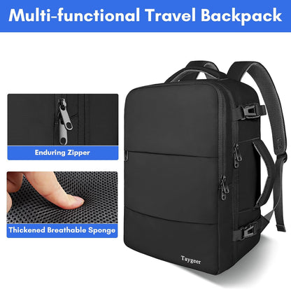 Backpack for Women, Carry on Backpack with Laptop Compartment | Travel Laptop Mochila Carry On Luggage with Shoe Pouch, Airline Approved Personal Item Bag For Weekender Hiking, Black Khaki
