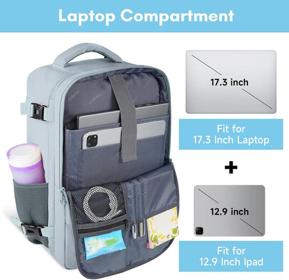 Backpack for Women, Carry on Backpack with Laptop Compartment | Travel Laptop Mochila Carry On Luggage with Shoe Pouch, Airline Approved Personal Item Bag For Weekender Hiking, Black Khaki