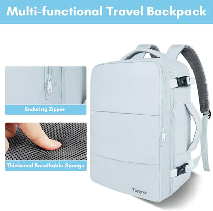 Backpack for Women, Carry on Backpack with Laptop Compartment | Travel Laptop Mochila Carry On Luggage with Shoe Pouch, Airline Approved Personal Item Bag For Weekender Hiking, Black Khaki