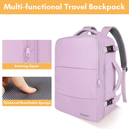 Backpack for Women, Carry on Backpack with Laptop Compartment | Travel Laptop Mochila Carry On Luggage with Shoe Pouch, Airline Approved Personal Item Bag For Weekender Hiking, Black Khaki