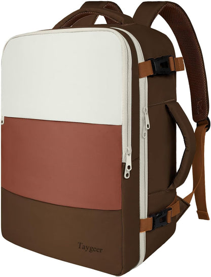 Backpack for Women, Carry on Backpack with Laptop Compartment | Travel Laptop Mochila Carry On Luggage with Shoe Pouch, Airline Approved Personal Item Bag For Weekender Hiking, Black Khaki