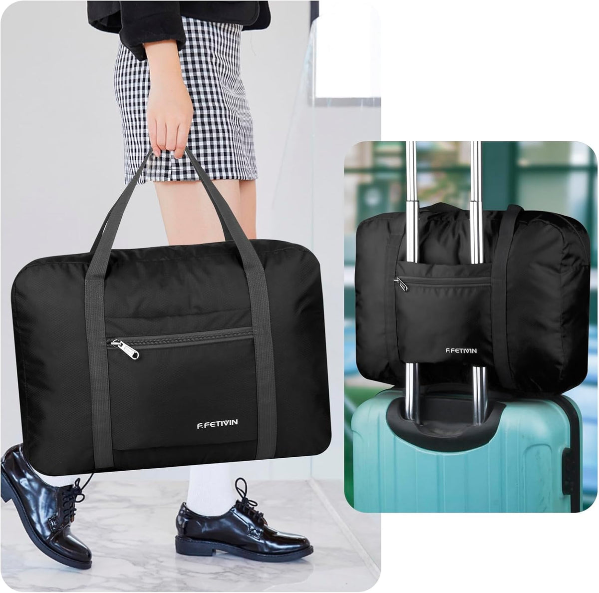 Personal item travel bag 17.7x12.6x6.3 for Spirit Airlines Lightweight carry on duffle bag for Gym,Sports,Vacation(Hot Pink)