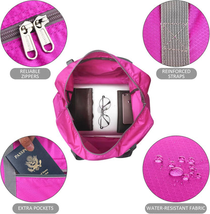Personal item travel bag 17.7x12.6x6.3 for Spirit Airlines Lightweight carry on duffle bag for Gym,Sports,Vacation(Hot Pink)