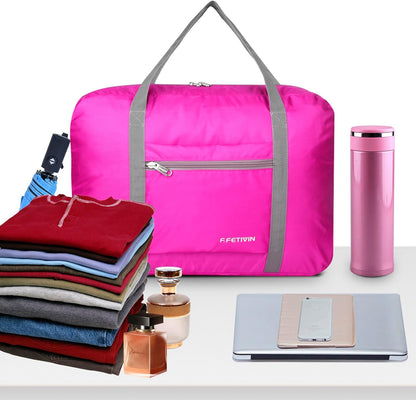 Personal item travel bag 17.7x12.6x6.3 for Spirit Airlines Lightweight carry on duffle bag for Gym,Sports,Vacation(Hot Pink)