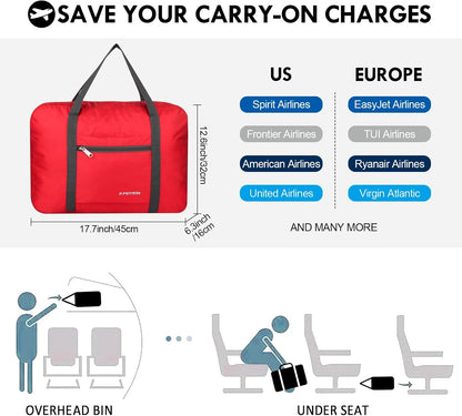 Personal item travel bag 17.7x12.6x6.3 for Spirit Airlines Lightweight carry on duffle bag for Gym,Sports,Vacation(Hot Pink)