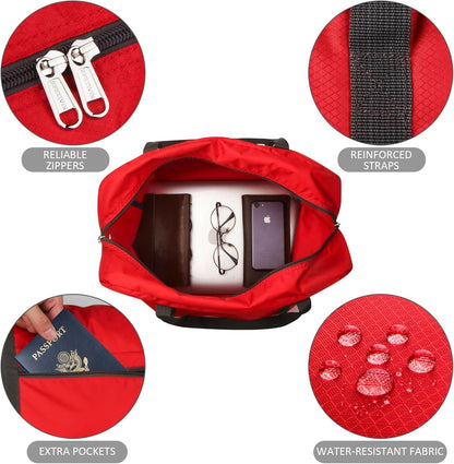 Personal item travel bag 17.7x12.6x6.3 for Spirit Airlines Lightweight carry on duffle bag for Gym,Sports,Vacation(Hot Pink)