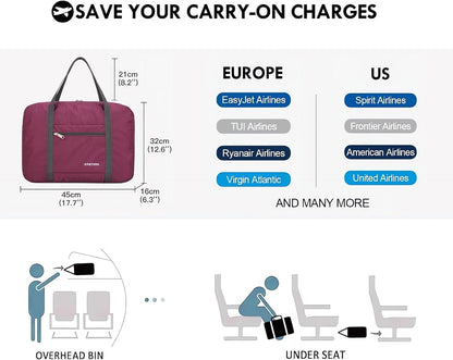 Personal item travel bag 17.7x12.6x6.3 for Spirit Airlines Lightweight carry on duffle bag for Gym,Sports,Vacation(Hot Pink)