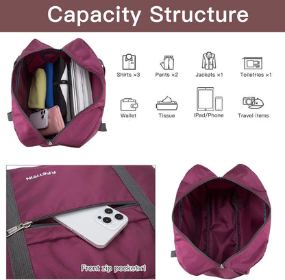 Personal item travel bag 17.7x12.6x6.3 for Spirit Airlines Lightweight carry on duffle bag for Gym,Sports,Vacation(Hot Pink)