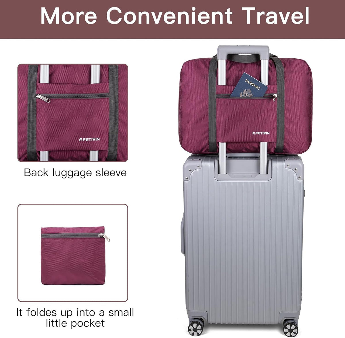 Personal item travel bag 17.7x12.6x6.3 for Spirit Airlines Lightweight carry on duffle bag for Gym,Sports,Vacation(Hot Pink)