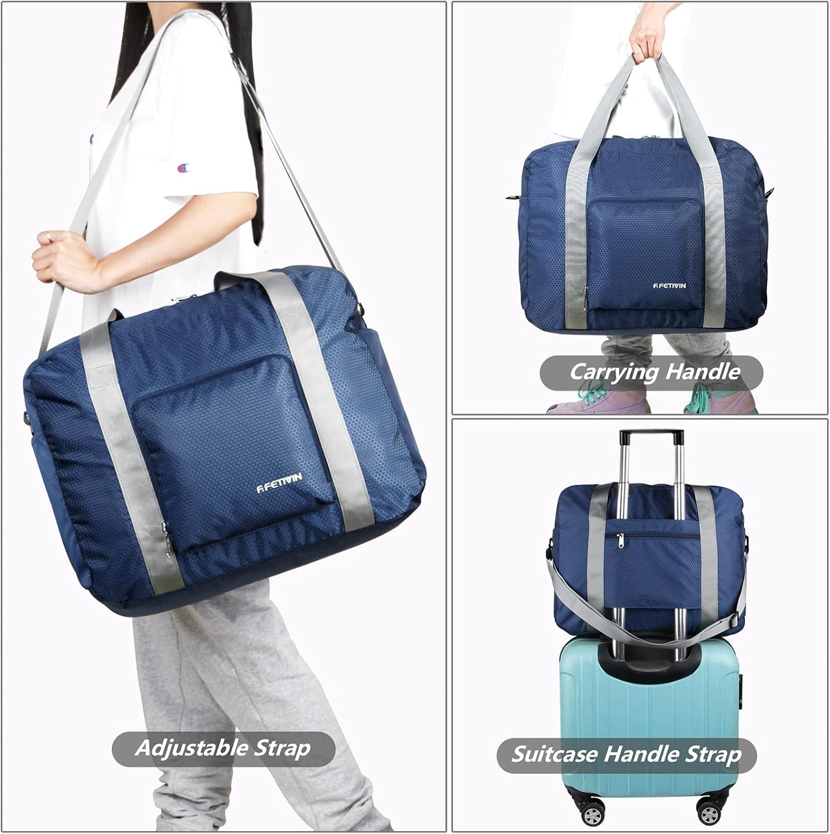 Personal item travel bag 17.7x12.6x6.3 for Spirit Airlines Lightweight carry on duffle bag for Gym,Sports,Vacation(Hot Pink)