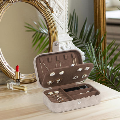 Hatori Travel Jewelry Box, PU Leather Small Jewelry Organizer for Women Girls, Double Layer Portable Mini Travel Case Display Storage Holder Boxes for Stud Earrings, Rings (Black)