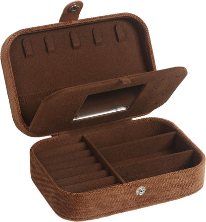 Hatori Travel Jewelry Box, PU Leather Small Jewelry Organizer for Women Girls, Double Layer Portable Mini Travel Case Display Storage Holder Boxes for Stud Earrings, Rings (Black)