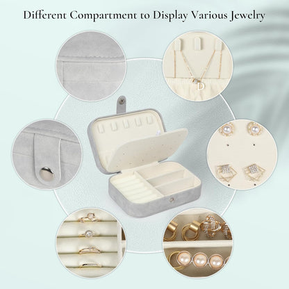 Hatori Travel Jewelry Box, PU Leather Small Jewelry Organizer for Women Girls, Double Layer Portable Mini Travel Case Display Storage Holder Boxes for Stud Earrings, Rings (Black)
