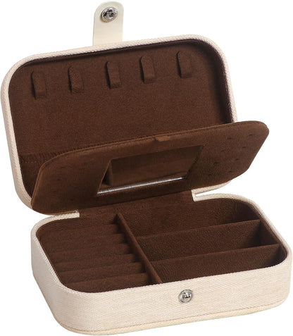 Hatori Travel Jewelry Box, PU Leather Small Jewelry Organizer for Women Girls, Double Layer Portable Mini Travel Case Display Storage Holder Boxes for Stud Earrings, Rings (Black)