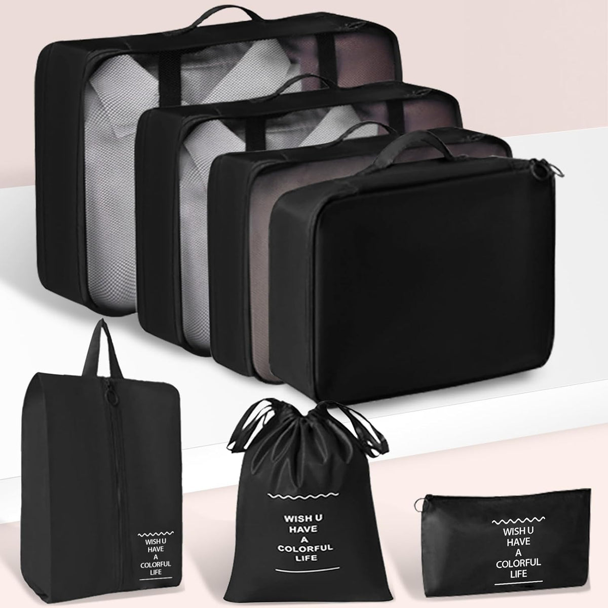 Packing Cubes 7 Set Travel Essentials for Carry on Luggage Organizers Bag Packing Cubes for Suitcases Travel Accessories()
