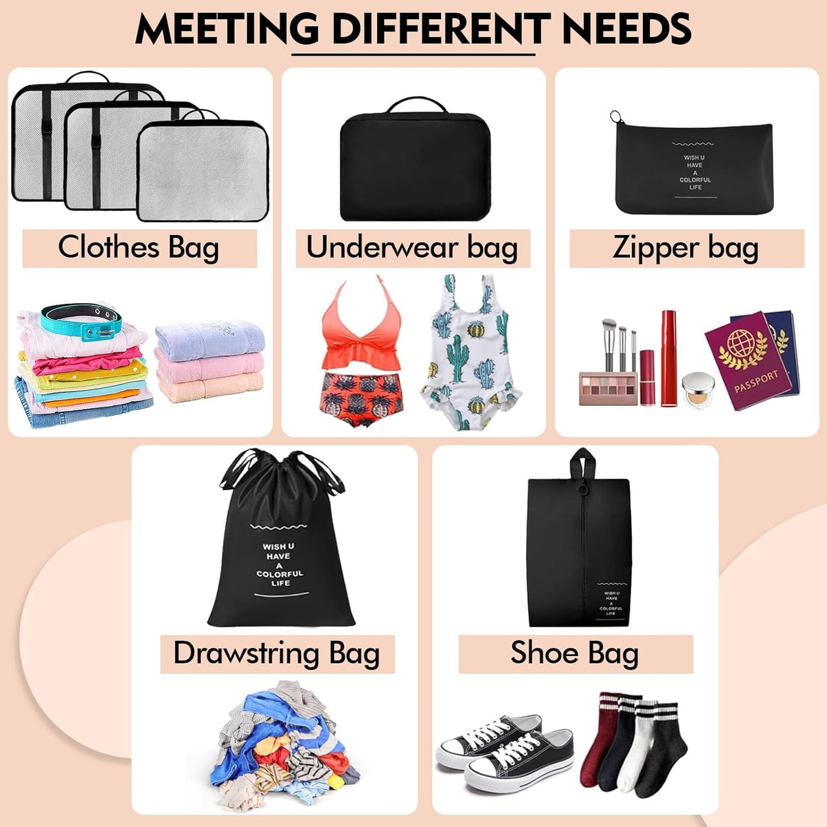 Packing Cubes 7 Set Travel Essentials for Carry on Luggage Organizers Bag Packing Cubes for Suitcases Travel Accessories()