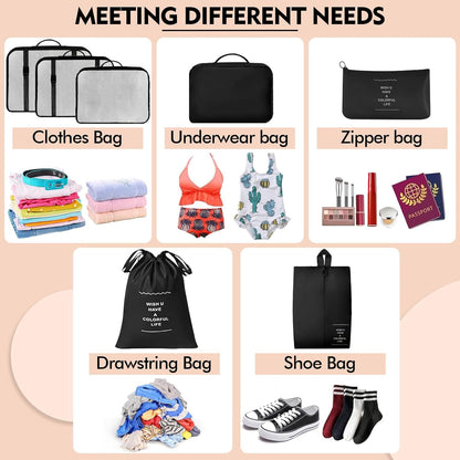 Packing Cubes 7 Set Travel Essentials for Carry on Luggage Organizers Bag Packing Cubes for Suitcases Travel Accessories()